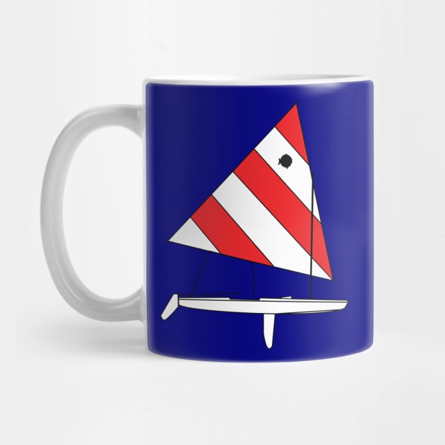 Sunfish Sailboat - Red White Sail by CHBB